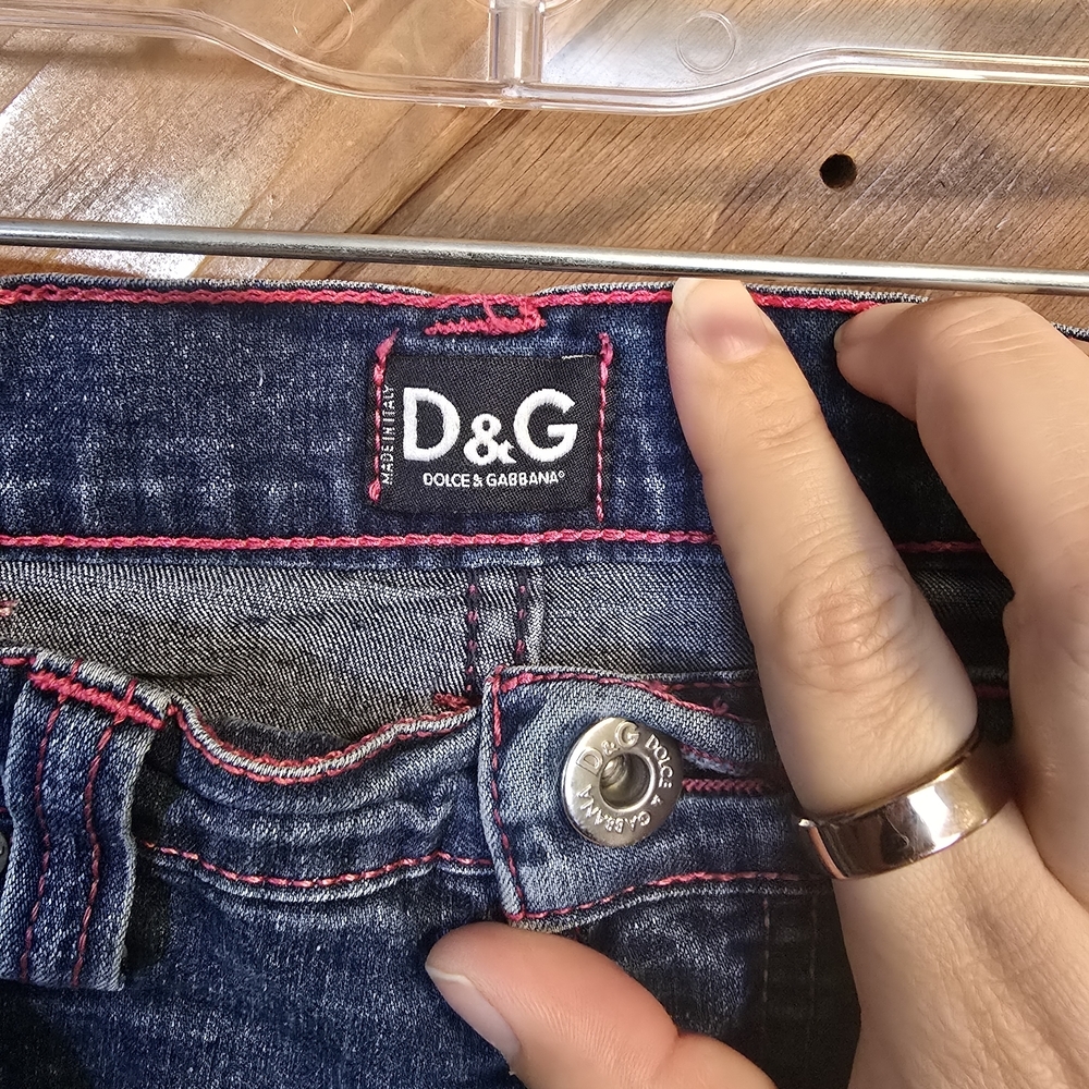 Vintage Y2K Dolce & Gabbana Dark Blue Capri Jeans Size 27 - Picture 3 of 5